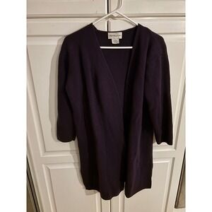 Bloomingdales Women's 100%‎ Wool Cardigan Duster Long Sleeve Plum Purple L